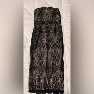 Black lace strapless dress
